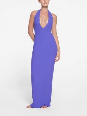 SKIMS | Dresses | Skims Shine Spandex Jersey Long Dress In Gray Chalk |  Poshmark